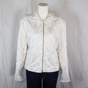 JOSEPH RIBKOFF White Jacket with Gold Graffiti Writing